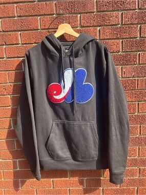MLB Genuine Merchandise Montreal Expos Chenille Logo Hoodie Black M/M